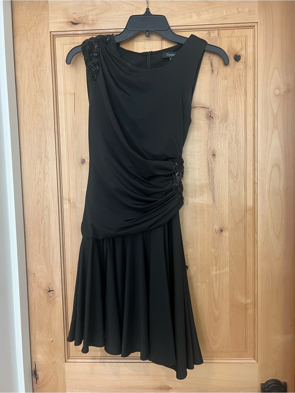 Forever 21 Black One-Shoulder Cocktail Dress with Beaded Detail
